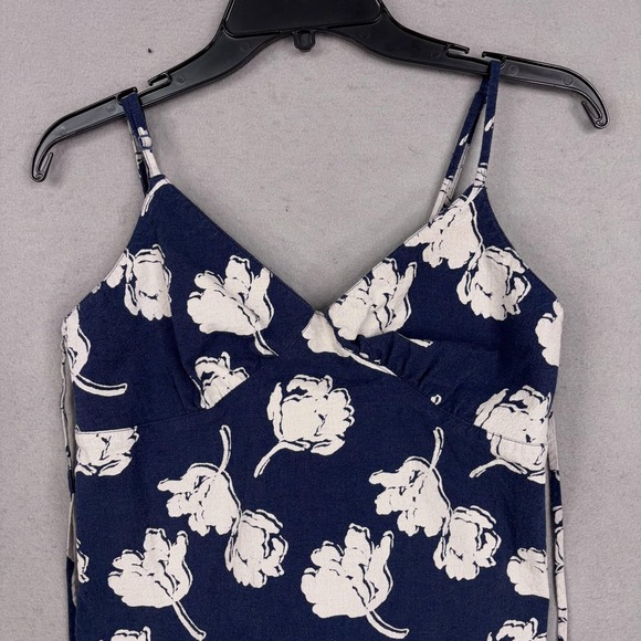 Free People Susie Printed Top Womens Large Blue Floral Wrap Cami Smocked Peplum - Picture 3 of 15